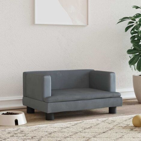 Hunde-Bett dunkelgrau 60x40x30 cm aus Velvet
