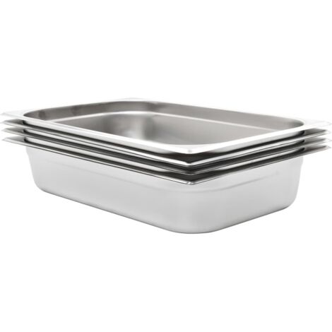 vidaXL Gastronorm Containers 4 pcs GN 1/1 100 mm Stainless Steel