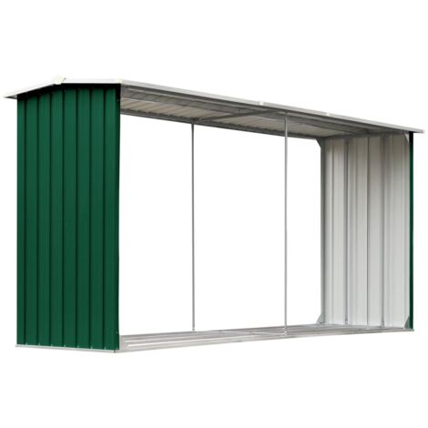 Brennholzlager Verzinkter Stahl 330 x 92 x 153 cm Grün vidaXL