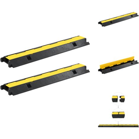 vidaXL Cable Protector Ramps 2 pcs 1 Channel Rubber 100 cm