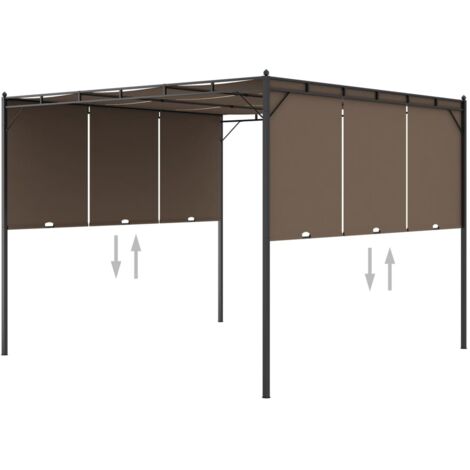 Gartenpavillon mit Seitenvorhang 3x3x2,25 m Taupe vidaXL