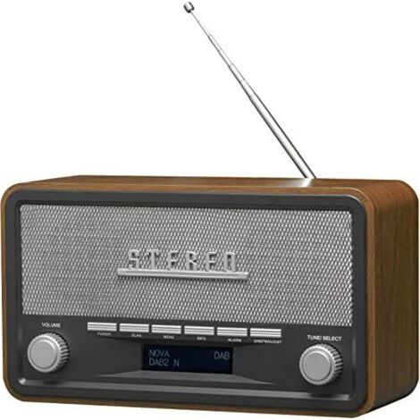 Denver DAB-18 - Analoges und digitales Radio, Dab+,FM. Lautsprecher 4 W. LCD-Anzeige. Schwarz, Holz