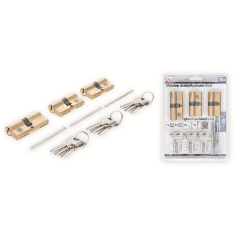BGS TECHNIC DIY Messing-Schließzylinder-Satz, gleichschließend, 15-tlg.