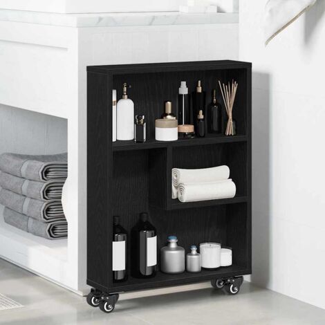 Beistellwagen Schmal Schwarz Eiche 48x13x68 cm Holzwerkstoff vidaXL541076