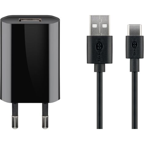 USB-C™-Ladeset (5 W), Netzteil mit USB-C™-Kabel, 1 m, schwarz. (1/5)