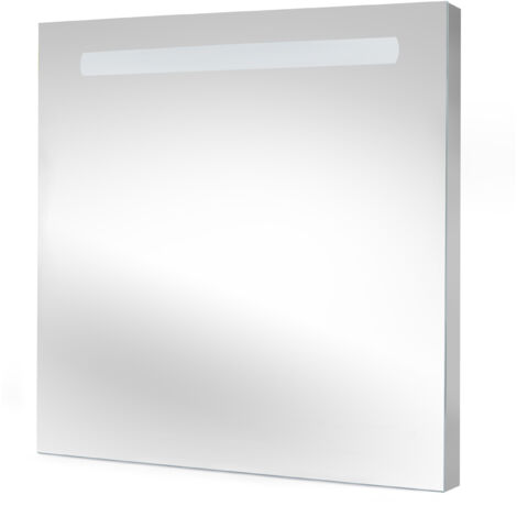 Emuca Pegasus Badezimmerspiegel mit LED-Frontbeleuchtung, rechteckig 600 x 700 mm, AC 230 V 50 Hz, 6 W, Aluminium und Glas (1/5)