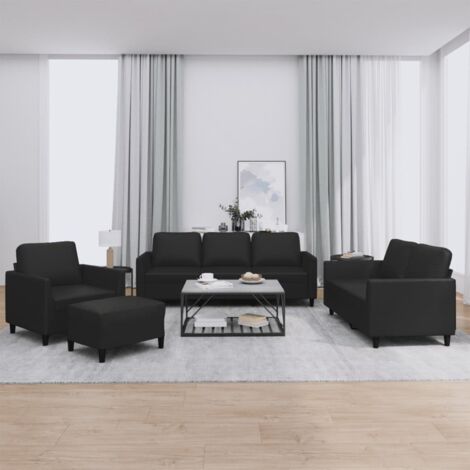 4-tlg. Sofagarnitur mit Kissen Schwarz Kunstleder vidaXL (1/5)