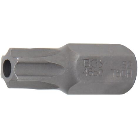 BGS Bit Länge 30 mm Antrieb Außensechskant 10 mm (3/8") T-Profil (für Torx) mit Bohrung T50 - 4650 (1/2)