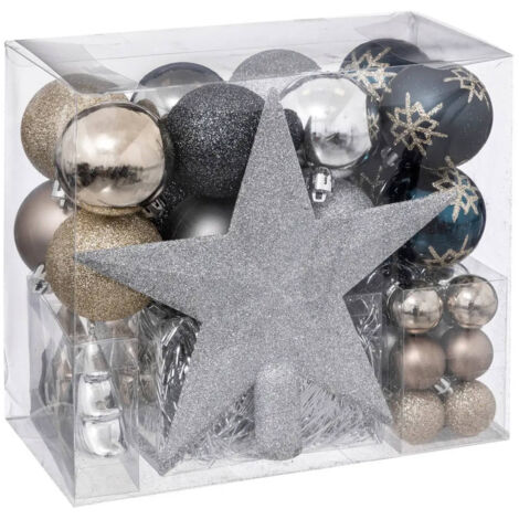 Weihnachtsschmuck, verschiedene Farben, 44-teiliges Set