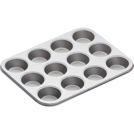 KitchenCraft Tablett de 12 Cupcake-Löcher de Kohlenstoffstahl, 35 x 28,5 x 3 cm