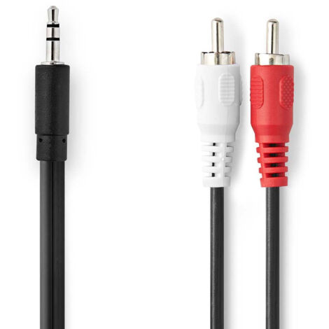 Stereo audiokabel 35 mm hane 2x rca hane nickelplaterad 300 m rund svart lada 4032217 (1/3)