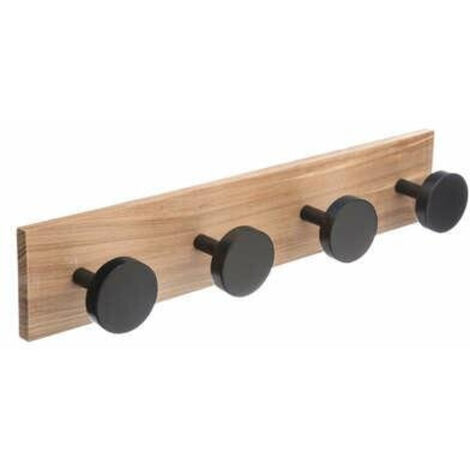 Hakenleiste mit 4 Haken, 40 x 8 x 6,5 cm, Holz, Schwarz - 5five Simple Smart