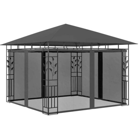 vidaXL Pavillon mit Moskitonetz 3x3x2,73 m Anthrazit 180 g/m²