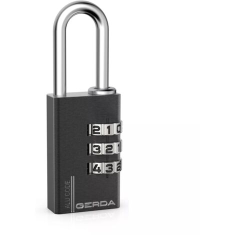 ALUMINIUM-ZAHLBÜGEL-VORHÄNGESCHLOSS 3 SCHEIBEN KAS S30 SCHWARZ - MP KLO 62794