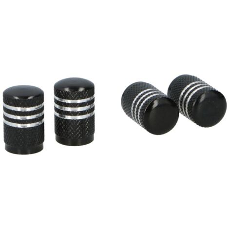 4 x Ventilkappe Aluminium Schwarz / Silber (1/5)