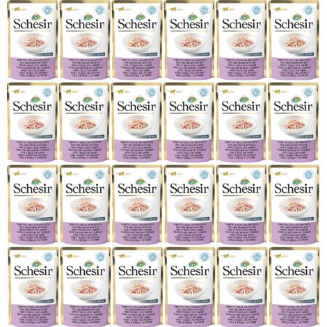 SCHESIR Einzelportion Thunfisch-Hühnchen mit Schinken Nassfutterbeutel 24 x 50 g