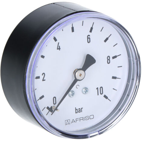 Heizungsmanometer RF 63 AX, fi 63mm, 0-10 bar, 1/4 Zoll Ax, Klasse 2,5 horizontal (senkrechter Anschluss auf der Rückseite der Scheibe)