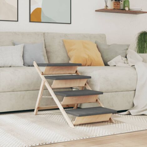 Hundetreppe Grau 105x47 cm Massivholz Tanne vidaXL