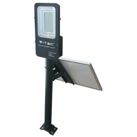V-TAC VT-ST-200 50 W selbstbetriebene schwarze LED-Straßenleuchte mit Solarpanel und Fernbedienung 4000 K IP65 – SKU 5502 (1/5)