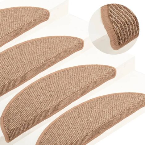 vidaXL Stair Mats 15 pcs 56x17x3 cm Light Brown Half Round