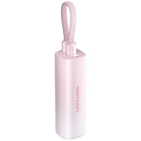 Powerbank 5000mAh 20W mit Kabel 0,11m USB Typ C kompatibel mit iPhone Pink