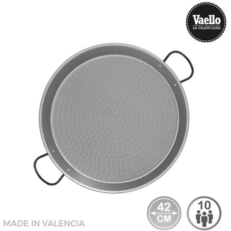 Traditionelle Paella-Pfanne aus poliertem Stahl ø42cm (10 Personen). vaello
