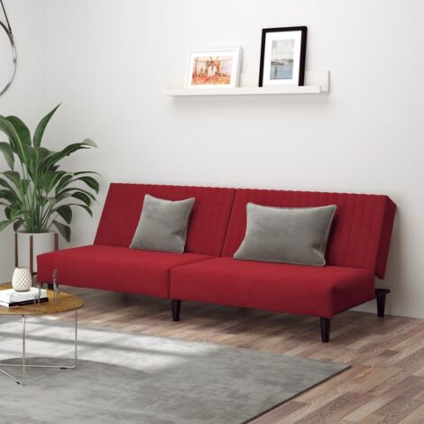 Schlafsofa 2-Sitzer Weinrot Samt vidaXL