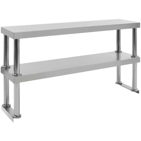 vidaXL 2-stufiger Arbeitstisch-Aufsatz 120 x 30 x 65 cm Edelstahl