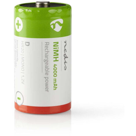 Wiederaufladbarer ni mh akku d 12 v dc 4000 mah vorgeladen 2 blister hr20 grun rot (1/2)