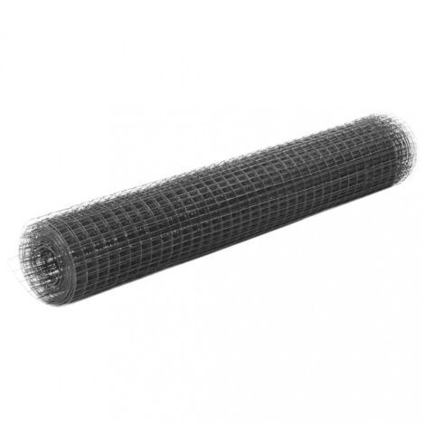 vidaXL Chicken Wire Fence Steel with PVC Coating 10x1 m Grey