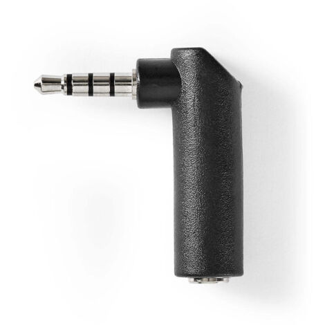 Stereo audio adapter 35 mm stecker 35 mm buchse vernickelt 90 abgewinkelt metall schwarz 10 stuck plastikbeutel (1/5)