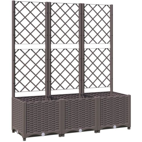 vidaXL Pflanzkübel mit Rankgitter Braun 120x40x136 cm PP