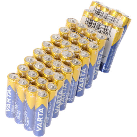 VARTA Batterie Alkaline, Micro, AAA, LR03, 1.5V, Longlife Power, 40 Stück