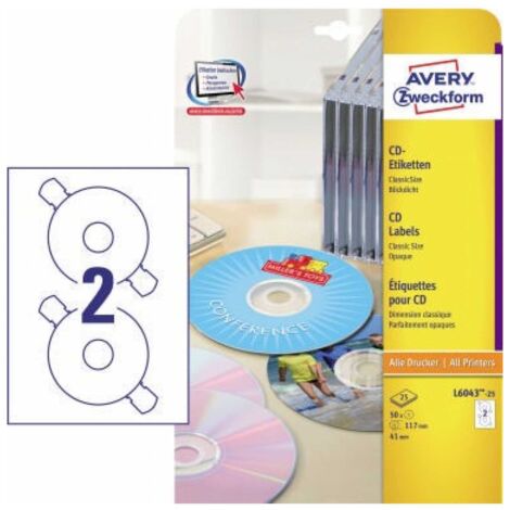 CD/DVD Etikett 117mm Papier weiß 50 Etik./Pack. (1/5)