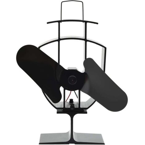 vidaXL Heat Powered Stove Fan 2 Blades Black