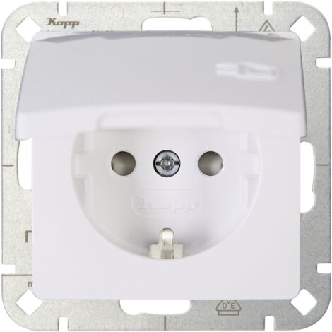 Kopp 1fach Einsatz Schutzkontakt-Steckdose mit Klappdeckel HK05 Arktis-Weiß 920802008 1 St. (1/2)