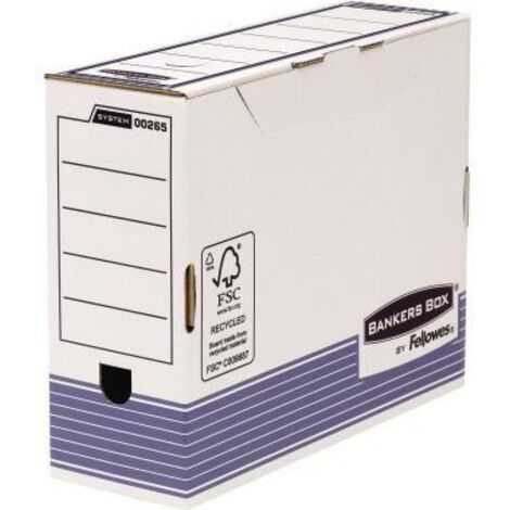 Archivbox ® System 8,5 x 32,7 x 26,5 cm (B x H x T) DIN A4 mit Archivdruck Karton weiß blau (1/5)