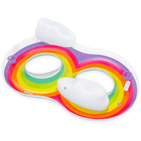 Bestway Schwimmring 186 x 116 cm Rainbow Dreams  für 2 Personen mit Kopfstütze (1/5)