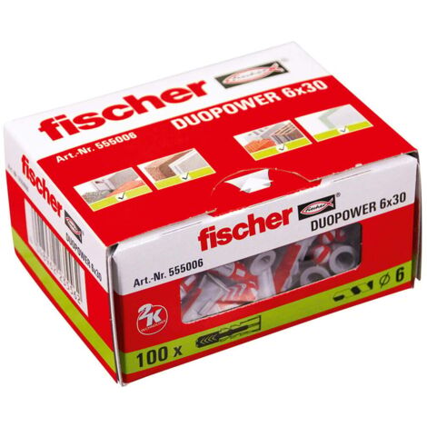 FISCHER DUOPOWER Dübel 6 x 30mm, 100 Stück, 2-Komponenten Dübel