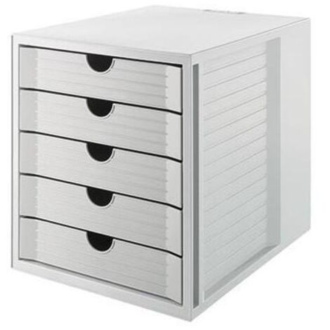 Schubladenbox SYSTEMBOX KARMA 5 Schubladen DIN A4 DIN C4 Kunststoff 80-100 % Rezyklat Gehäusefarbe: öko-grau Farbe der Schublade: öko-grau (1/4)
