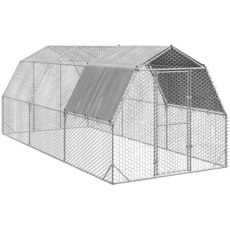 vidaXL Hühnerstall mit Dach 2,5x6x2,25 m Verzinkter Stahl