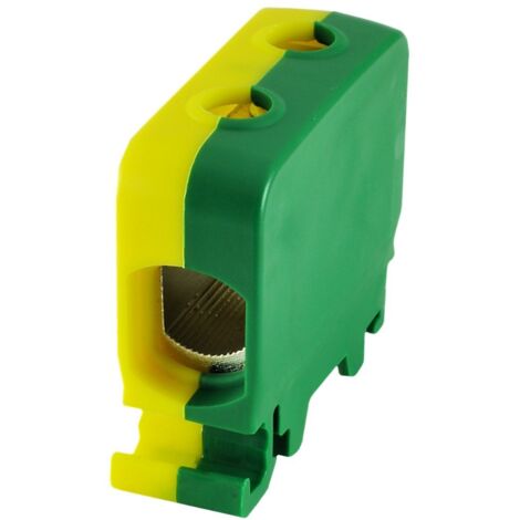 AL-CU Schienenverbinder 1,5-50mm2 TS 35, mit Gewinde für ZGG-Kabel, gelb-grün