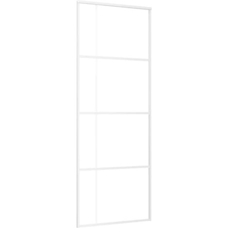 Schiebetür ESG-Mattglas und Aluminium 76x205 cm Weiß vidaXL