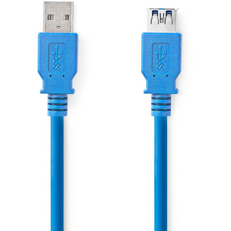 Usb kabel usb 32 gen 1 usb a stecker usb a buchse 5 gbps vernickelt 200 m rund pvc blau box (1/3)