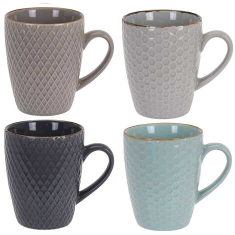 Keramikbecher in Pastellfarben, 4 Tassen 300 ml in Geschenkbox