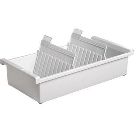 Karteitrog 17,1 x 7,6 x 34,6 cm (B x H x T) DIN A6 quer 1.300 Karten Polystyrol lichtgrau 2 Stützplatten (1/4)
