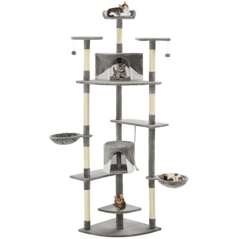 vidaXL Katzen-Kratzbaum mit Sisal-Kratzsäulen 203 cm Grau und Weiß