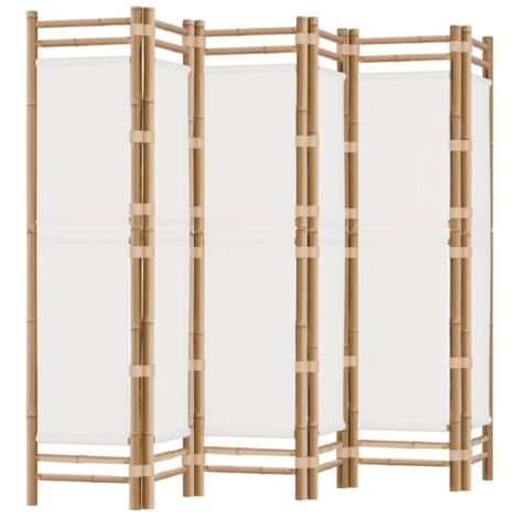6-tlg. Paravent Faltbar 240 cm Bambus und Canvas vidaXL