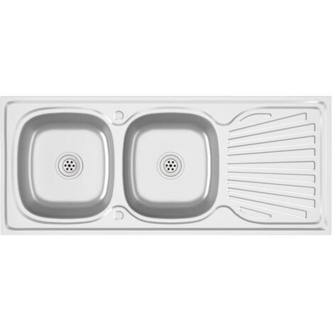 Doppelspüle Silbern 1200x500x155 mm Edelstahl vidaXL