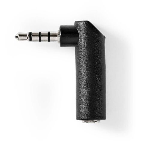 Stereo audio adapter 35 mm stecker 35 mm buchse vernickelt 90 abgewinkelt metall schwarz 1 st box (1/5)